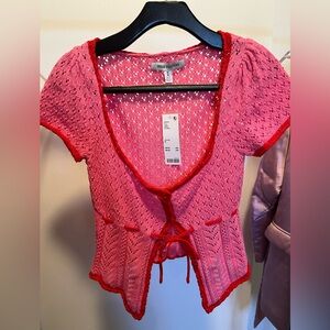 Valentine’s day Sweater Urban Outfitters, pointelle tie front